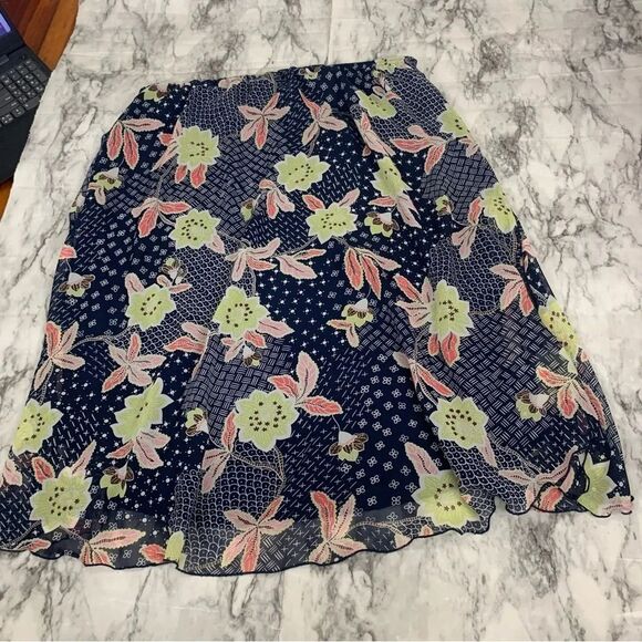 Vintage Sag Harbor Y2K 90s Paisley Floral Print Skirt Blue Neon Green size 18 - Picture 5 of 5